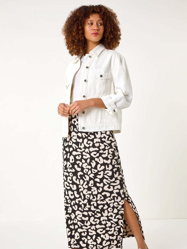 Roman Black Animal Print Maxi Skirt - Image 1 of 5