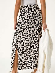 Roman Black Animal Print Maxi Skirt - Image 3 of 5