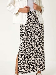 Roman Black Animal Print Maxi Skirt - Image 4 of 5