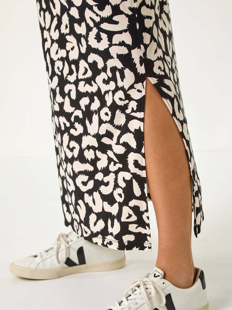 Roman Black Animal Print Maxi Skirt - Image 5 of 5