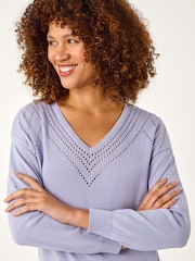 Roman Purple Border Hotfix V-Neck Jumper - Image 1 of 5