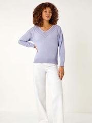 Roman Purple Border Hotfix V-Neck Jumper - Image 2 of 5