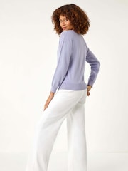 Roman Purple Border Hotfix V-Neck Jumper - Image 3 of 5