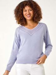 Roman Purple Border Hotfix V-Neck Jumper - Image 4 of 5