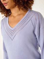 Roman Purple Border Hotfix V-Neck Jumper - Image 5 of 5