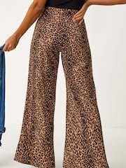 Roman Brown Animal Print Stretch Trousers - Image 3 of 5