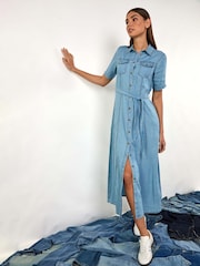 Roman Button Through Denim Midi Dress - Imagen 2 de 5