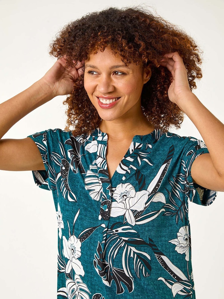 Roman Textured Floral Print Overshirt - Imagen 1 de 5