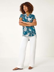 Roman Textured Floral Print Overshirt - Imagen 2 de 5