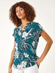 Roman Textured Floral Print Overshirt - Imagen 4 de 5