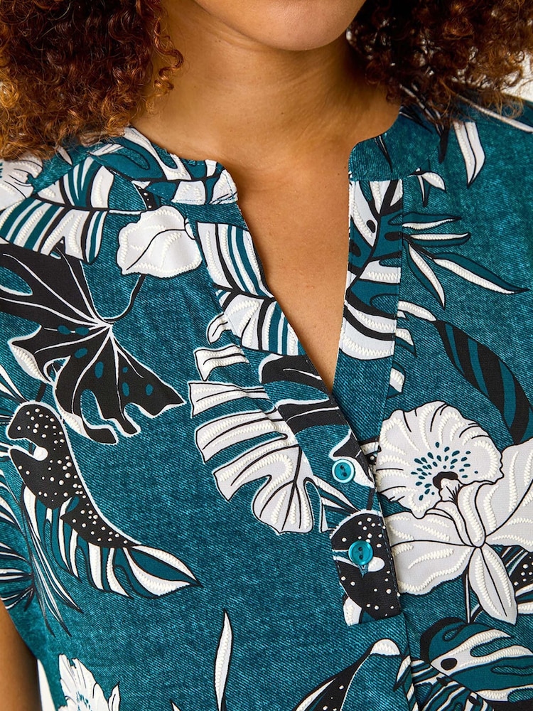Roman Textured Floral Print Overshirt - Imagen 5 de 5