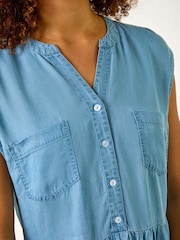 Roman Blue Denim Button Short Dress - Image 5 of 5