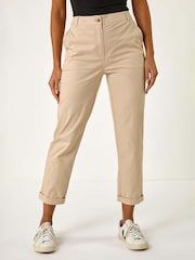 Roman Natural Plain Cotton Chino Trousers - Image 1 of 5