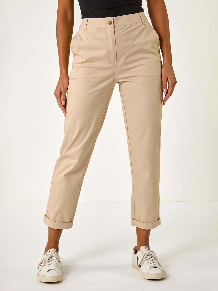 Roman Natural Plain Cotton Chino Trousers - Image 1 of 5