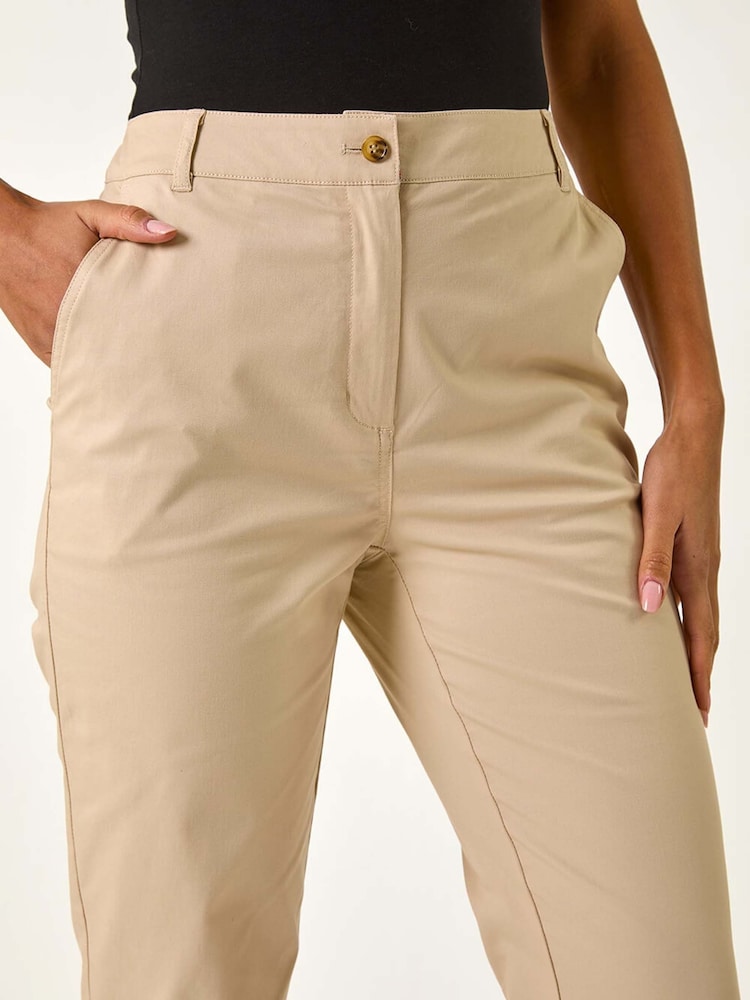 Roman Natural Plain Cotton Chino Trousers - Image 5 of 5