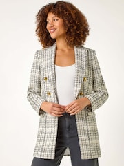 Roman Longline Checkered Boucle Jacket - Imagen 2 de 5