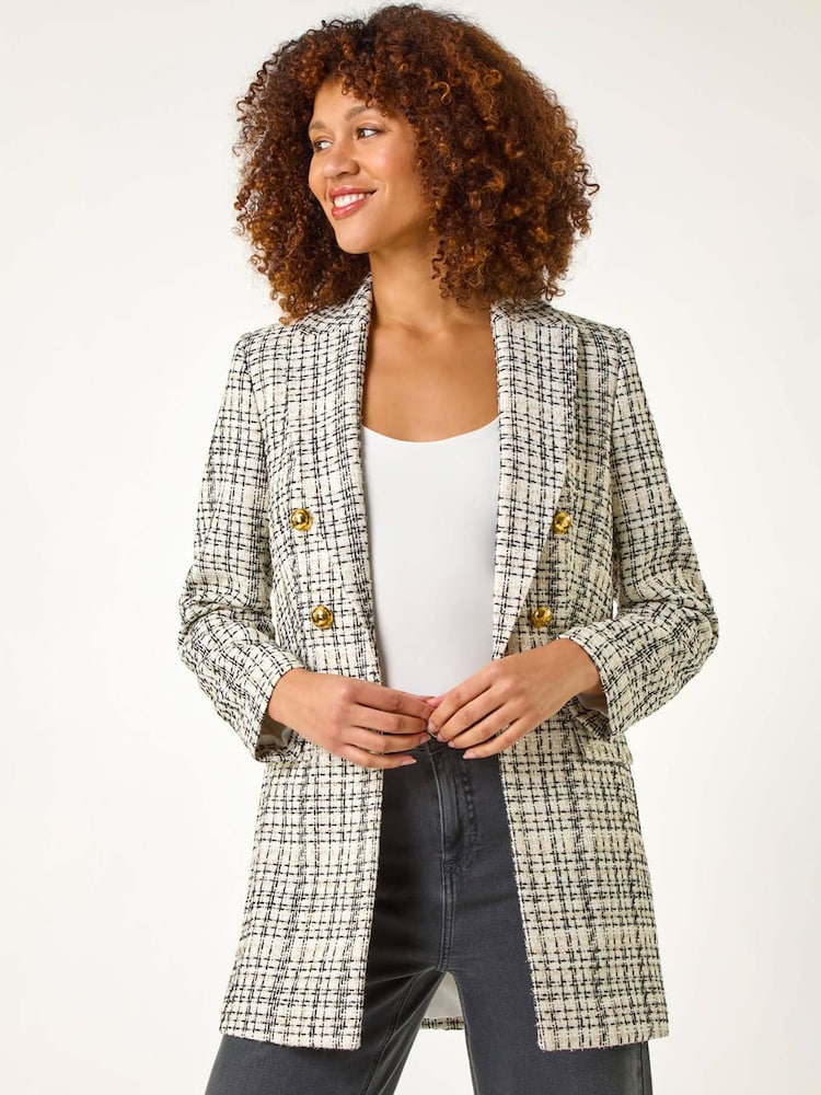 Roman Longline Checkered Boucle Jacket - Imagen 2 de 5