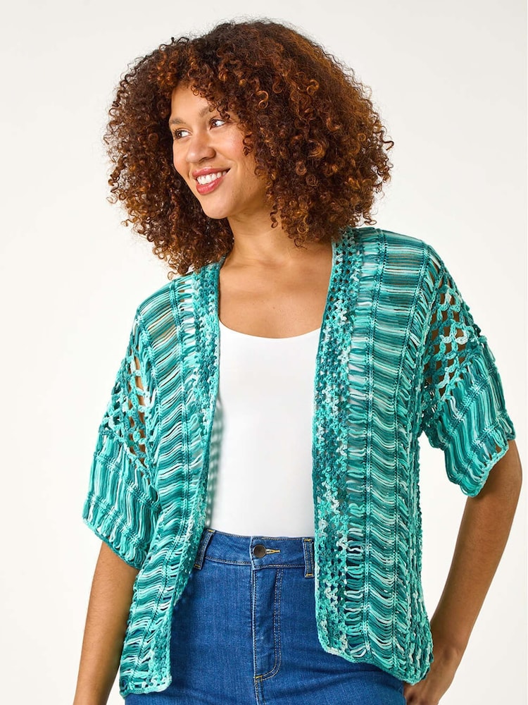 Roman Blue Space Dye Knit Cardigan - Image 2 of 5