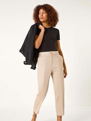 Roman Natural Cotton Stretch Cropped Trousers - Image 1 of 5