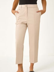 Roman Natural Cotton Stretch Cropped Trousers - Image 4 of 5