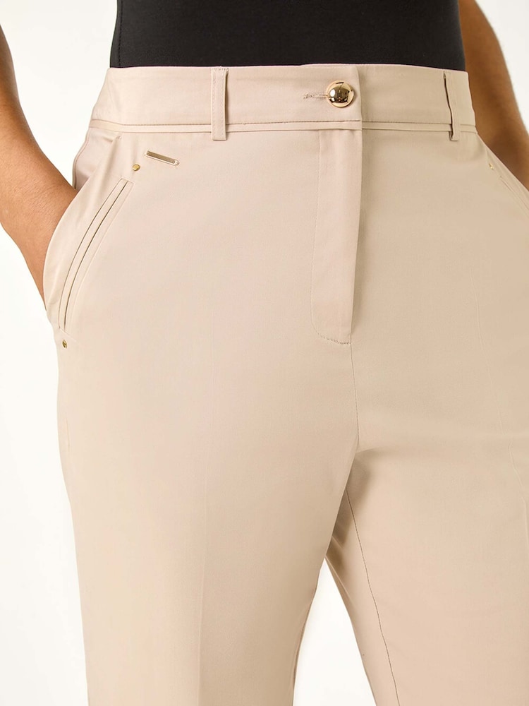 Roman Natural Cotton Stretch Cropped Trousers - Image 5 of 5