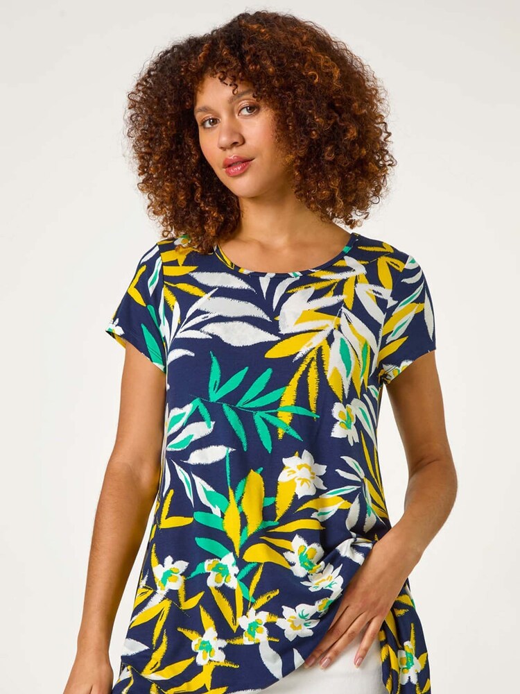 Top con dobladillo estilo pañuelo y estampado de hojas de Roman - Imagen 1 de 5 Top con dobladillo estilo pañuelo y estampado de hojas de Roman - Imagen 1 de 5