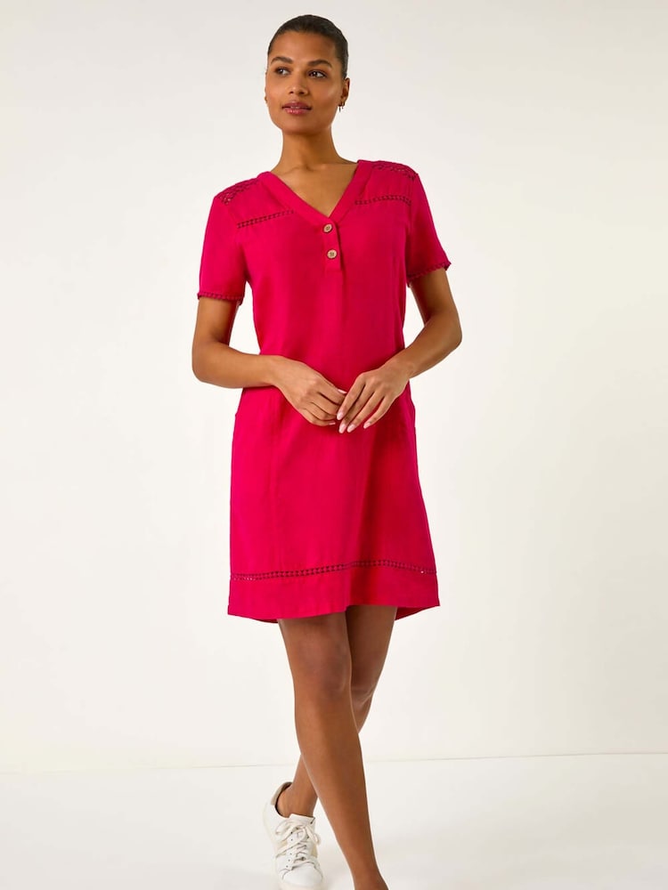 Roman Linen Mix Button Shift Dress - Imagen 1 de 5 Roman Linen Mix Button Shift Dress - Imagen 1 de 5
