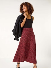 Roman Red Tear Drop Panel Maxi Skirt - Image 2 of 5