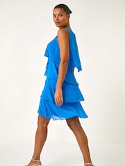 Roman Blue Embellished Hotfix Tiered Chiffon Dress - Image 3 of 5