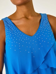 Roman Blue Embellished Hotfix Tiered Chiffon Dress - Image 5 of 5