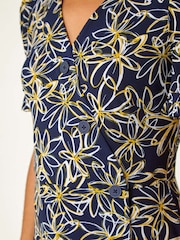 Roman Yellow Floral Print Side Button Dress - Image 5 of 5