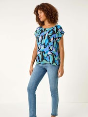 Roman Black Abstract Shell Top - Image 2 of 5