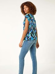 Roman Black Abstract Shell Top - Image 3 of 5