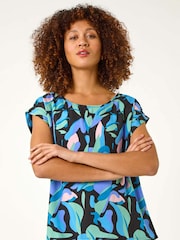 Roman Black Abstract Shell Top - Image 4 of 5