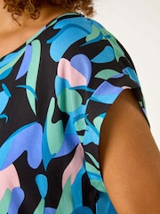 Roman Black Abstract Shell Top - Image 5 of 5