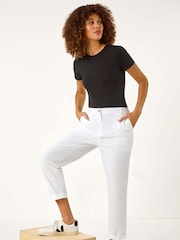 Roman White Plain Cotton Chino Trousers - Image 1 of 5