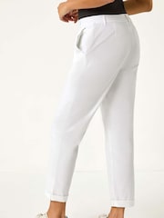 Roman White Plain Cotton Chino Trousers - Image 3 of 5