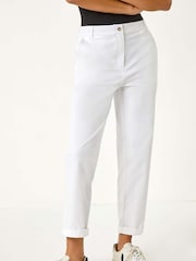 Roman White Plain Cotton Chino Trousers - Image 4 of 5