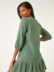 Roman Green Textured V-Neck Smock Dress - Image 2 of 5
