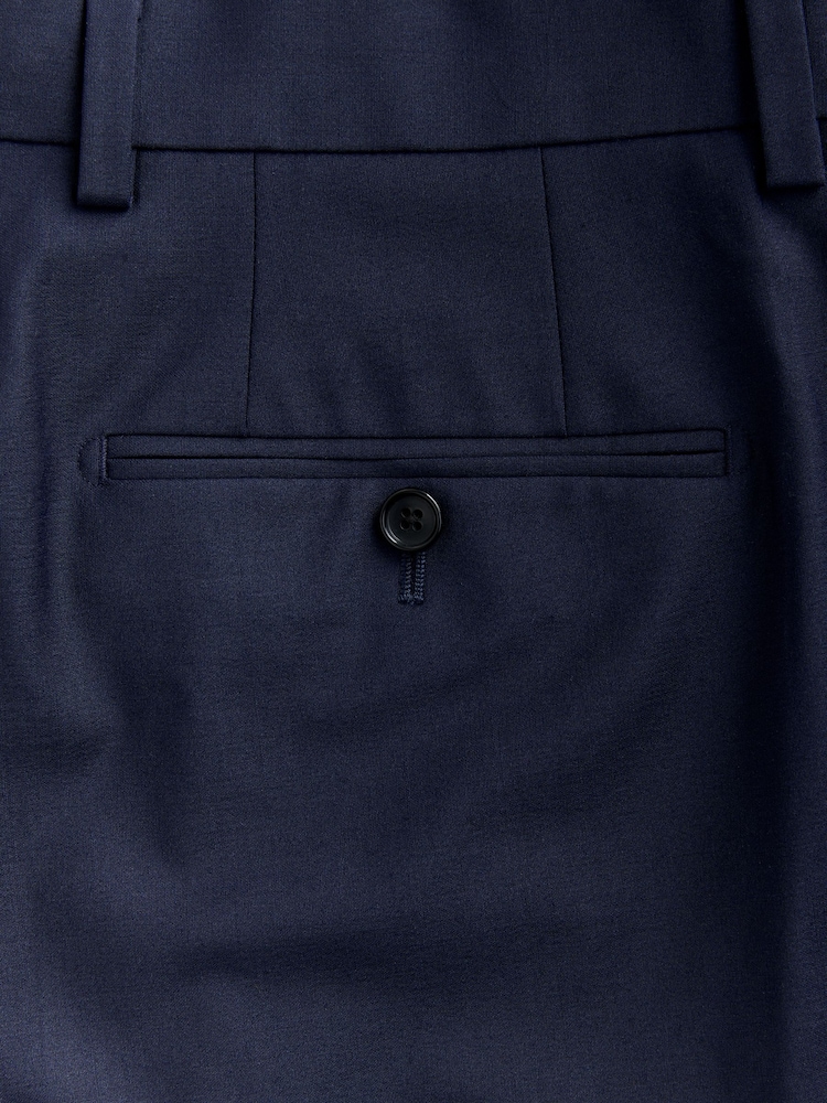 Navy Slim Fit Wool Blend Motionflex Suit Trousers - Image 9 of 9 Navy Slim Fit Wool Blend Motionflex Suit Trousers - Image 9 of 9