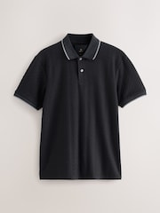 Black Slim Fit Smart Quarter Zip Polo Shirt - Image 1 of 3