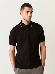 Black Slim Fit Smart Quarter Zip Polo Shirt - Image 4 of 8
