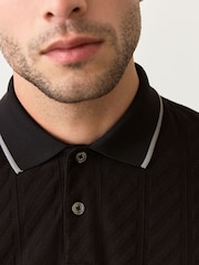 Black Slim Fit Smart Quarter Zip Polo Shirt - Image 5 of 8