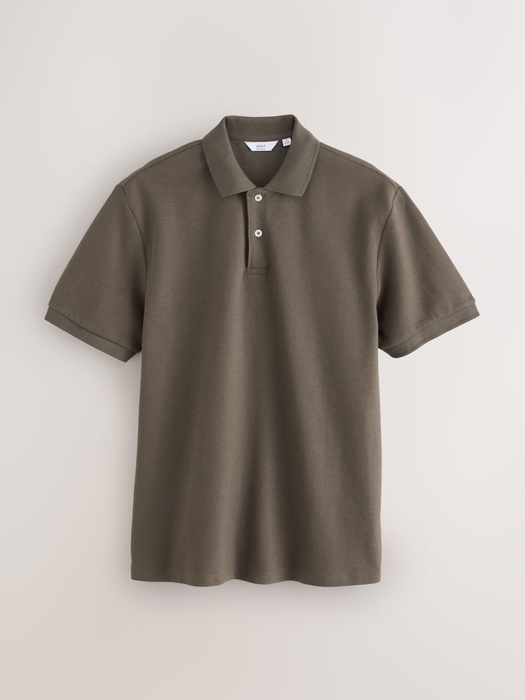Stone Neutral Textured Smart Polo Shirt - Image 1 of 3