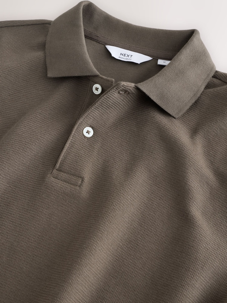 Stone Neutral Textured Smart Polo Shirt - Image 3 of 3