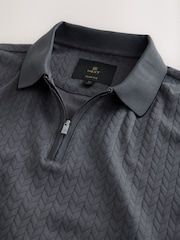 Gris - Corte slim - Polo elegante con cremallera de un cuarto - Imagen 2 de 3