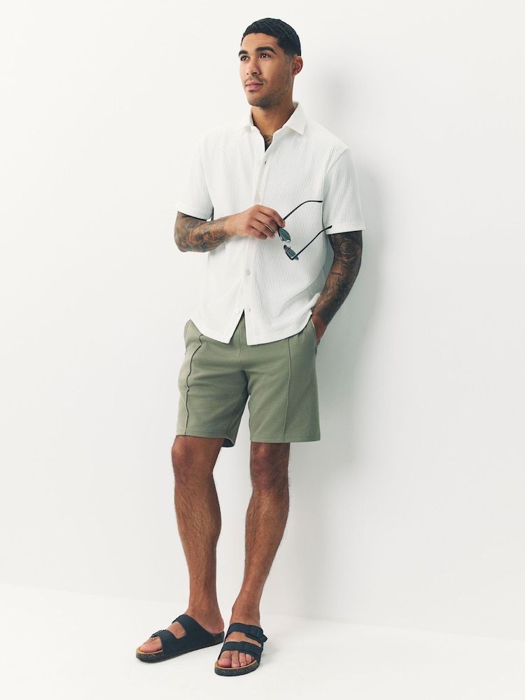 Ecru Textured Smart Jersey Shirt - Image 2 of 7 Ecru Textured Smart Jersey Shirt - Image 2 of 7