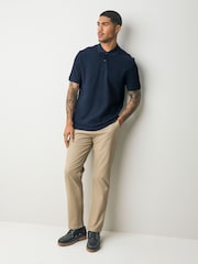 Navy Blue Textured Smart Polo Shirt - Image 2 of 7