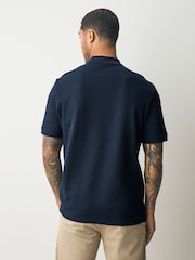 Navy Blue Textured Smart Polo Shirt - Image 3 of 7