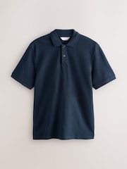 Navy Blue Textured Smart Polo Shirt - Image 5 of 7